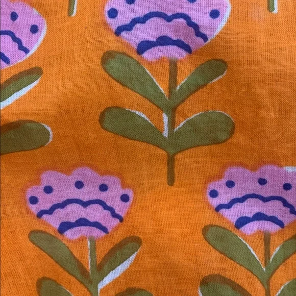 Floral Orange Blouse with Pink Accents. Good Boyfriend cotton block print cotton - Picture 5 of 5